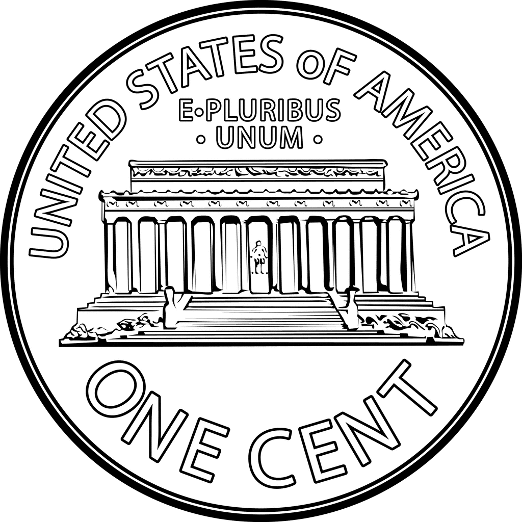 free black and white penny clip art - photo #4
