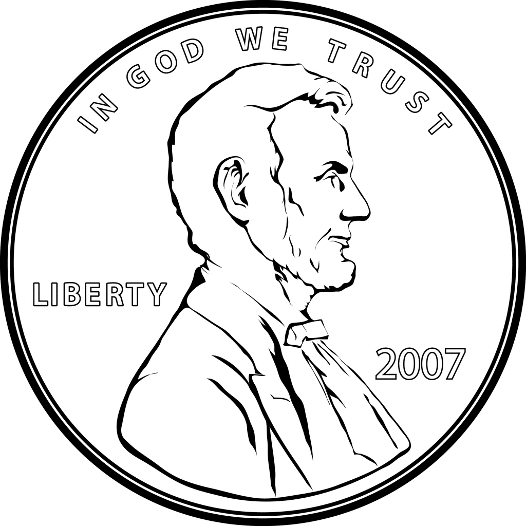free black and white penny clip art - photo #1