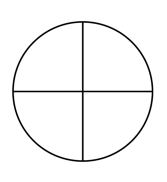 Fraction Pie Divided into Quarters
