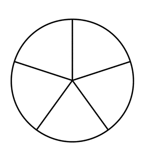 Fraction Pie Divided into Fifths