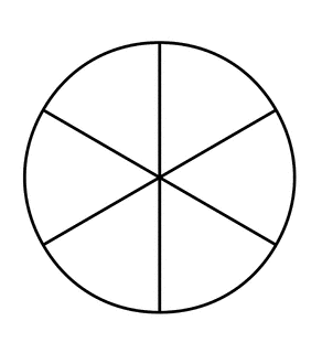 Fraction Pie Divided into Sixths
