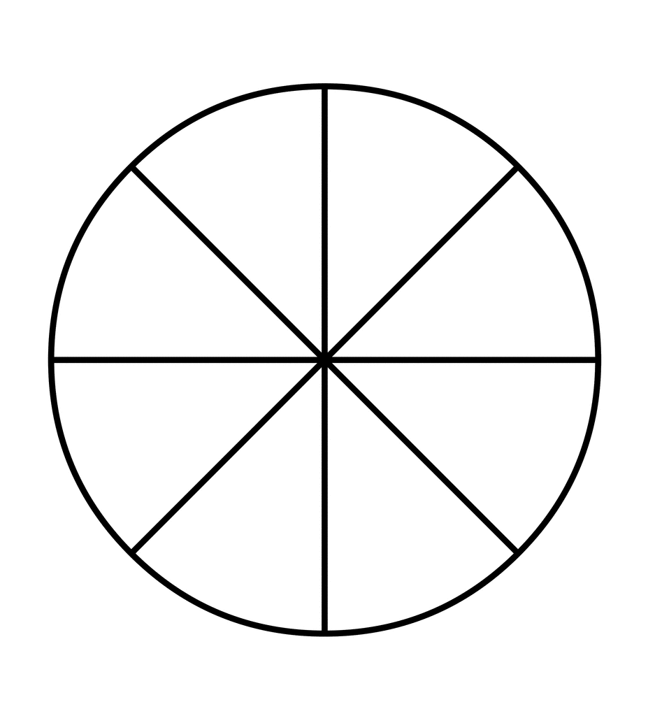 Fraction Pie Divided into Eighths