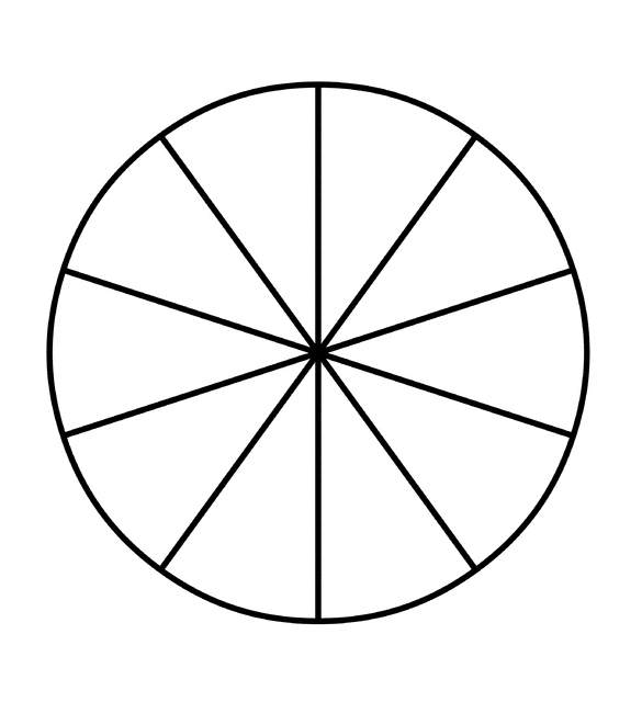 Pie Divided into Tenths