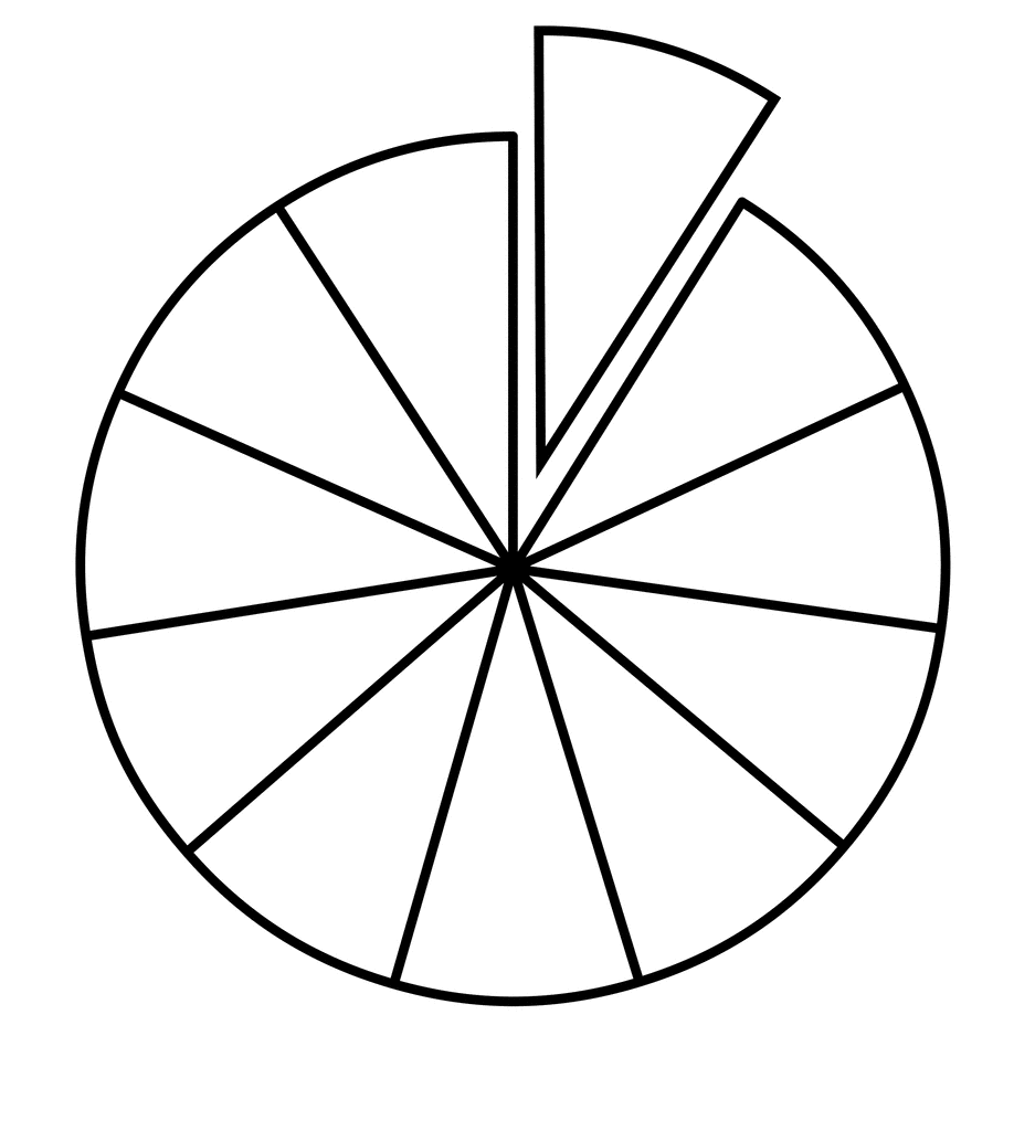 Fraction Pie Divided into Elevenths