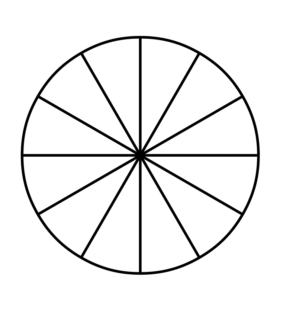 Fraction Pie Divided into Twelfths