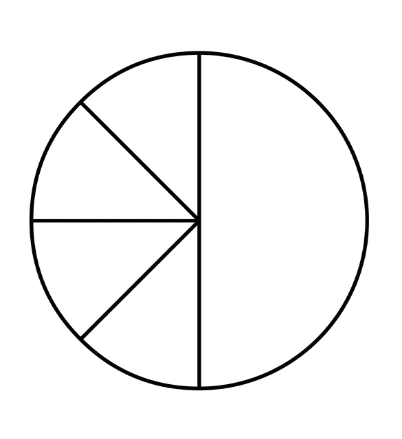 Four Eighths and One Half of a Pie Fraction