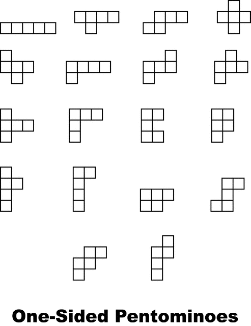 One-Sided Pentominoes Poster.