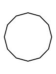 A flashcard featuring an illustration of a polygon with twelve equal sides