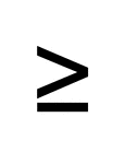 A flashcard featuring a math symbol for Greater Than or Equal To