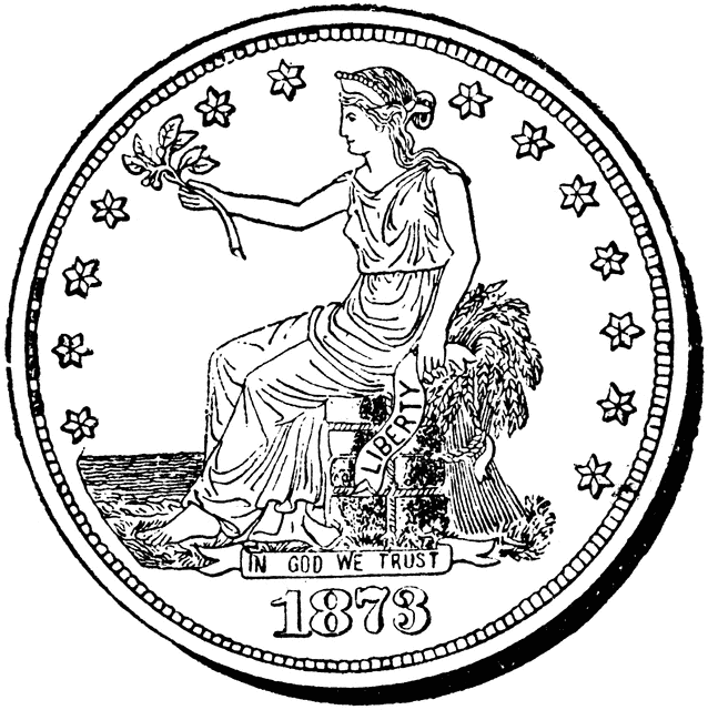 Silver Trade Dollar Coin, 1873 | ClipArt ETC