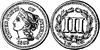 Copper-Nickel Three Cent Coin, 1865