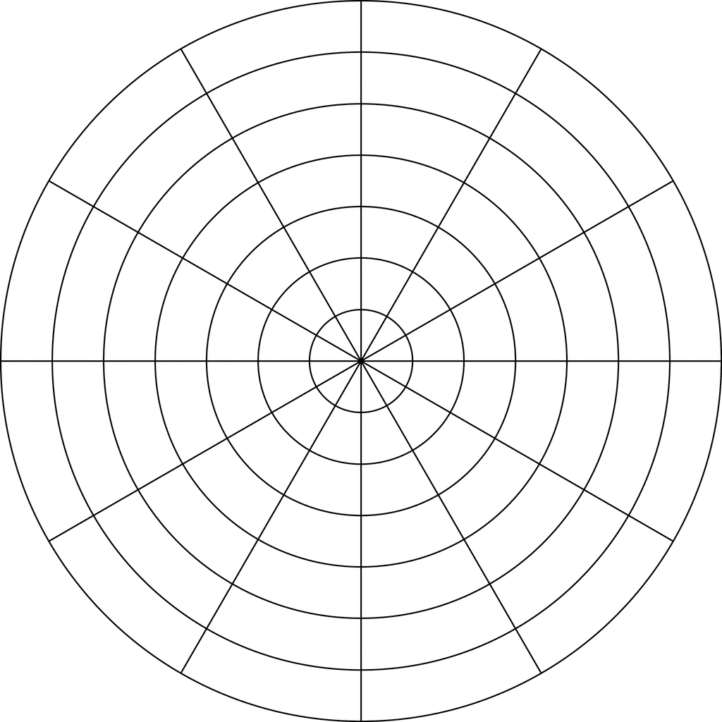 Polar Grid In Degrees With Radius 7 | ClipArt ETC