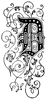 D, Floral letter