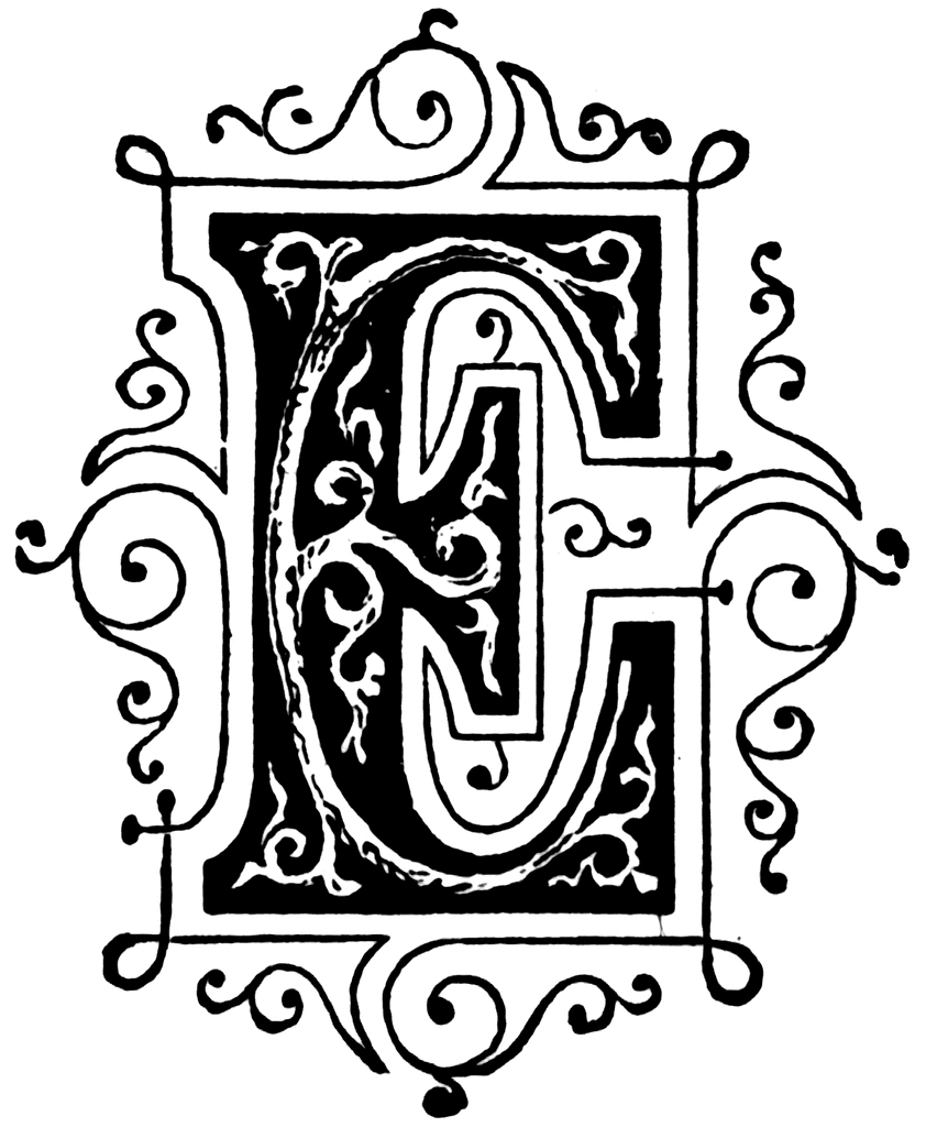 letter s clipart. E, Ornamental letter
