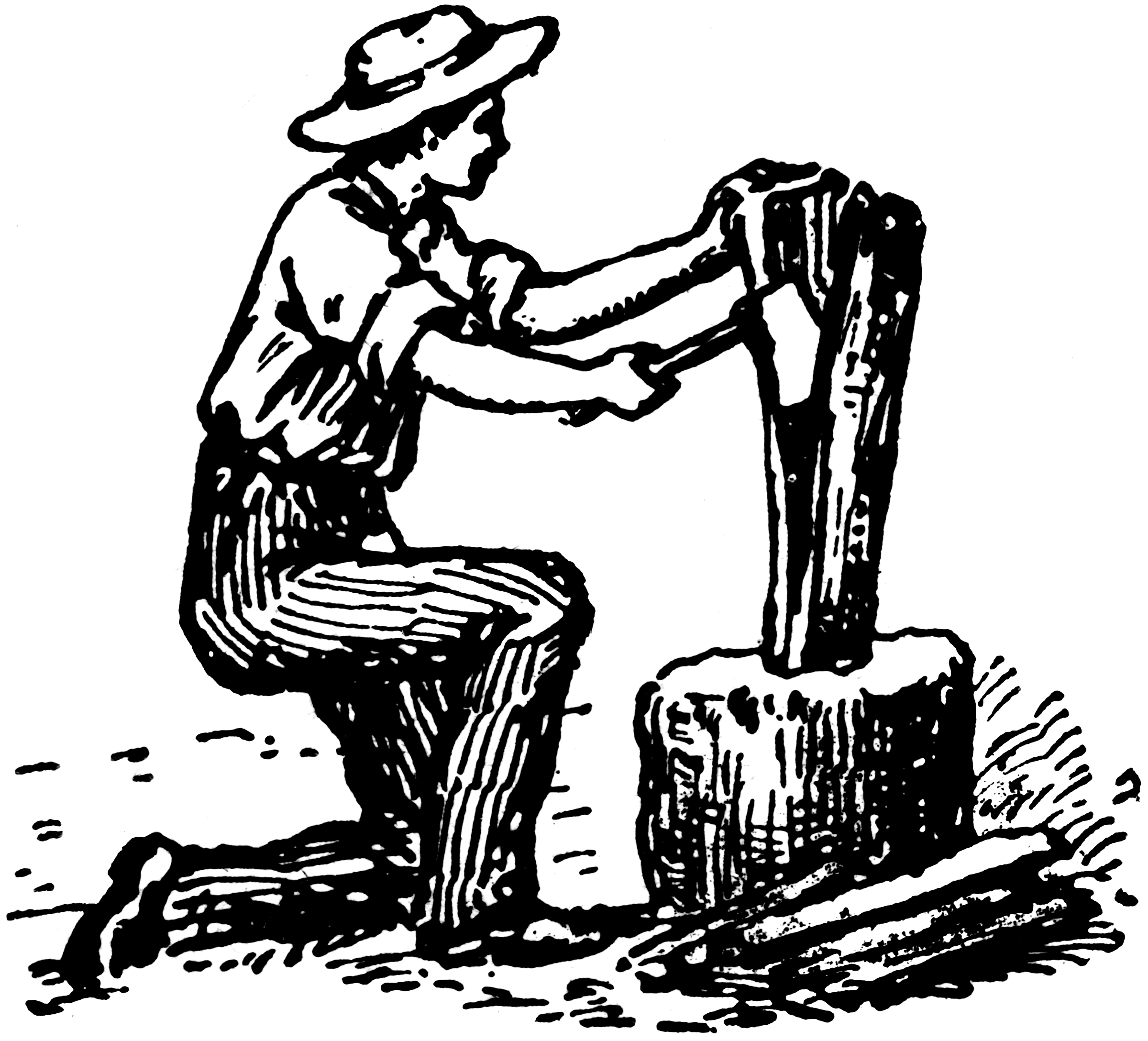 man splitting wood clipart etc