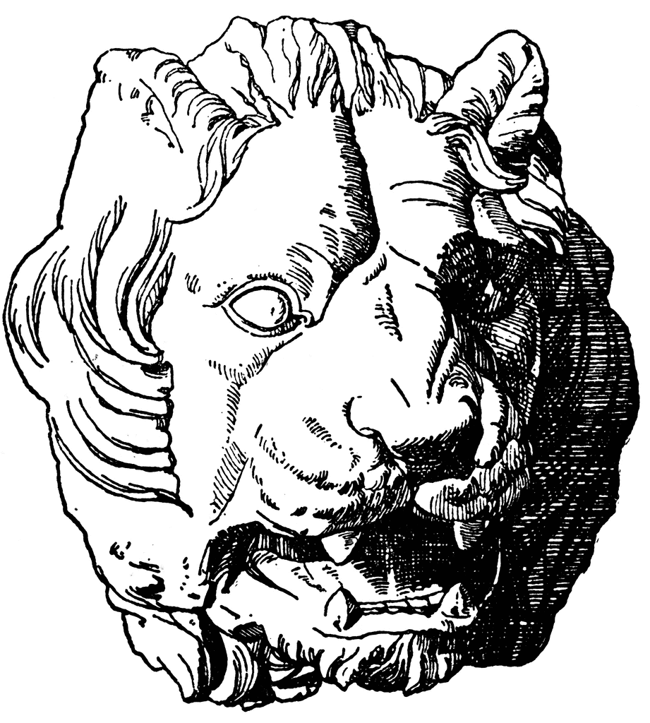 clip art lion head. Antique Lion Head