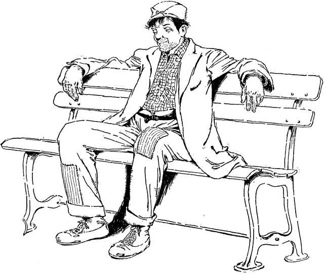 Guy Sitting On Bench Drawing