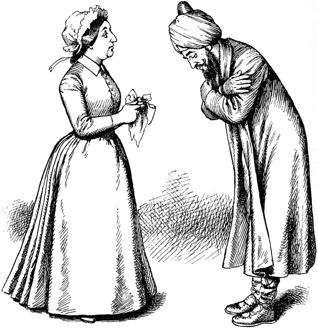 Man Bowing to Woman