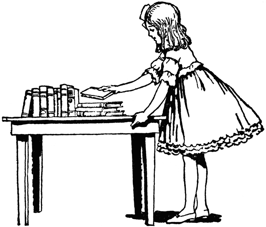 Girl Placing Books on Table | ClipArt ETC