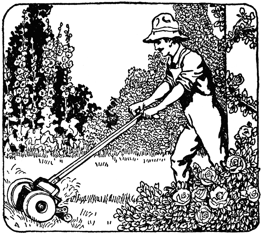 clipart man mowing lawn - photo #50