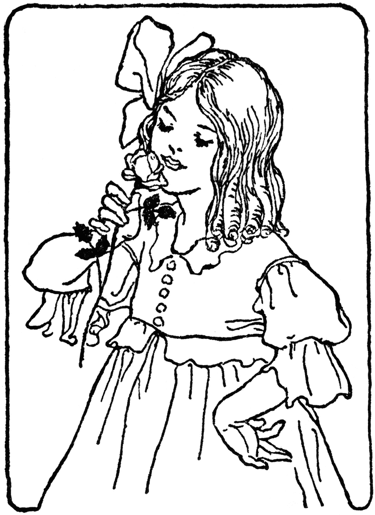 Girl Smelling Rose | ClipArt ETC