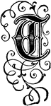 An illustration of a decorative letter T.