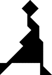 Tangrams, invented by the Chinese, are used to develop geometric thinking and spatial sense. Seven figures consisting of triangles, squares, and parallelograms are used to construct the given shape. This tangram depicts a dancer.