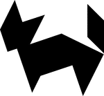 Tangrams, invented by the Chinese, are used to develop geometric thinking and spatial sense. Seven figures consisting of triangles, squares, and parallelograms are used to construct the given shape. This tangram depicts a standing fox.