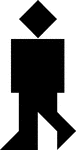 Tangrams, invented by the Chinese, are used to develop geometric thinking and spatial sense. Seven figures consisting of triangles, squares, and parallelograms are used to construct the given shape. This tangram depicts a man walking.