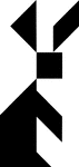 Tangrams, invented by the Chinese, are used to develop geometric thinking and spatial sense. Seven figures consisting of triangles, squares, and parallelograms are used to construct the given shape. This tangram depicts a rabbit siting on its hind legs.
