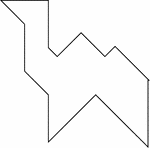 Tangrams, invented by the Chinese, are used to develop geometric thinking and spatial sense. Seven figures consisting of triangles, squares, and parallelograms are used to construct the given shape. This tangram depicts a camel.