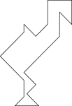 Tangrams, invented by the Chinese, are used to develop geometric thinking and spatial sense. Seven figures consisting of triangles, squares, and parallelograms are used to construct the given shape. This tangram depicts a flamingo.