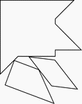 Tangrams, invented by the Chinese, are used to develop geometric thinking and spatial sense. Seven figures consisting of triangles, squares, and parallelograms are used to construct the given shape. This tangram depicts a man in hat facing right.