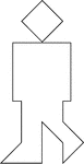 Tangrams, invented by the Chinese, are used to develop geometric thinking and spatial sense. Seven figures consisting of triangles, squares, and parallelograms are used to construct the given shape. This tangram depicts a man walking.
