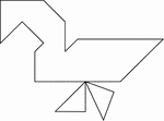 Tangrams, invented by the Chinese, are used to develop geometric thinking and spatial sense. Seven figures consisting of triangles, squares, and parallelograms are used to construct the given shape. This tangram depicts a goose.