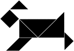 Tangrams, invented by the Chinese, are used to develop geometric thinking and spatial sense. Seven figures consisting of triangles, squares, and parallelograms are used to construct the given shape. This tangram depicts a dog.