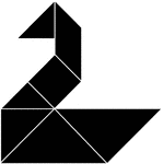 Tangrams, invented by the Chinese, are used to develop geometric thinking and spatial sense. Seven figures consisting of triangles, squares, and parallelograms are used to construct the given shape. This tangram depicts a swan.