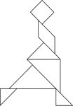 Tangrams, invented by the Chinese, are used to develop geometric thinking and spatial sense. Seven figures consisting of triangles, squares, and parallelograms are used to construct the given shape. This tangram depicts a dancer.