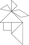 Tangrams, invented by the Chinese, are used to develop geometric thinking and spatial sense. Seven figures consisting of triangles, squares, and parallelograms are used to construct the given shape. This tangram depicts an indian.