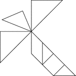 Tangrams, invented by the Chinese, are used to develop geometric thinking and spatial sense. Seven figures consisting of triangles, squares, and parallelograms are used to construct the given shape. This tangram depicts a palm tree.