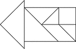 Tangrams, invented by the Chinese, are used to develop geometric thinking and spatial sense. Seven figures consisting of triangles, squares, and parallelograms are used to construct the given shape. This tangram depicts an arrow pointing left.