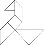 Tangrams, invented by the Chinese, are used to develop geometric thinking and spatial sense. Seven figures consisting of triangles, squares, and parallelograms are used to construct the given shape. This tangram depicts a swan.
