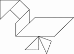 Tangrams, invented by the Chinese, are used to develop geometric thinking and spatial sense. Seven figures consisting of triangles, squares, and parallelograms are used to construct the given shape. This tangram depicts a goose.