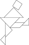 Tangrams, invented by the Chinese, are used to develop geometric thinking and spatial sense. Seven figures consisting of triangles, squares, and parallelograms are used to construct the given shape. This tangram depicts a water skier.