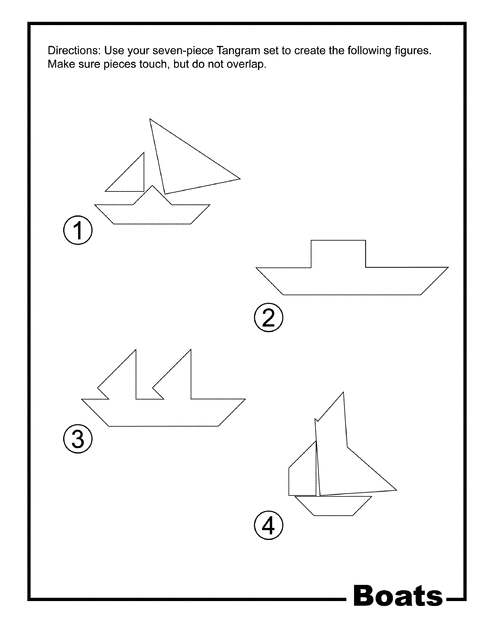 Boats Outline Tangram Card