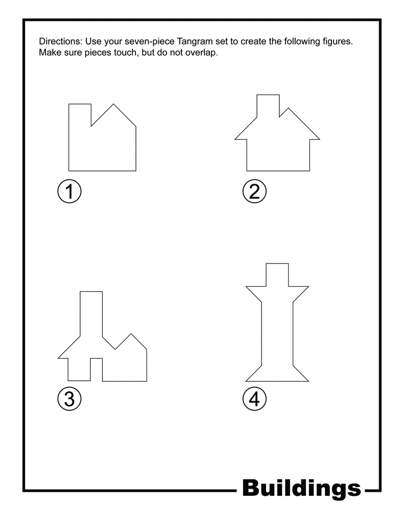 Buildings Outline Tangram Card
