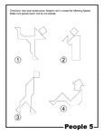 Outlines of people (ice skater, saint statue, walking man, reclining man) made from tangram pieces. Tangrams, invented by the Chinese, are used to develop geometric thinking and spatial sense. 7 figures consisting of triangles, squares, and parallelograms are used to construct the given shapes.