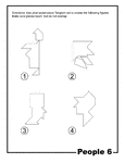 Outlines of people (silhouettes of men) made from tangram pieces. Tangrams, invented by the Chinese, are used to develop geometric thinking and spatial sense. 7 figures consisting of triangles, squares, and parallelograms are used to construct the given shapes.