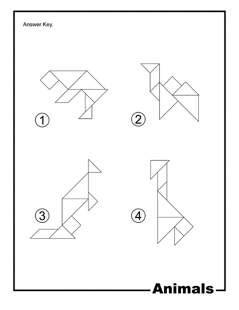 Animals Outline Solution Tangram Card