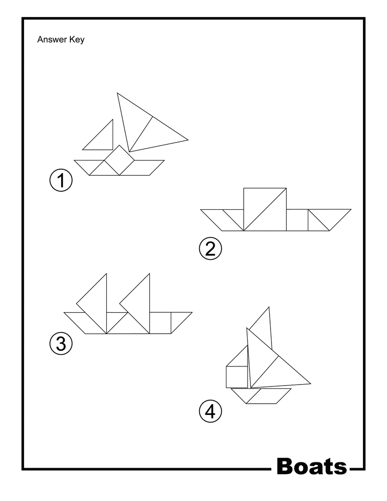 Boats Outline Solution Tangram Card